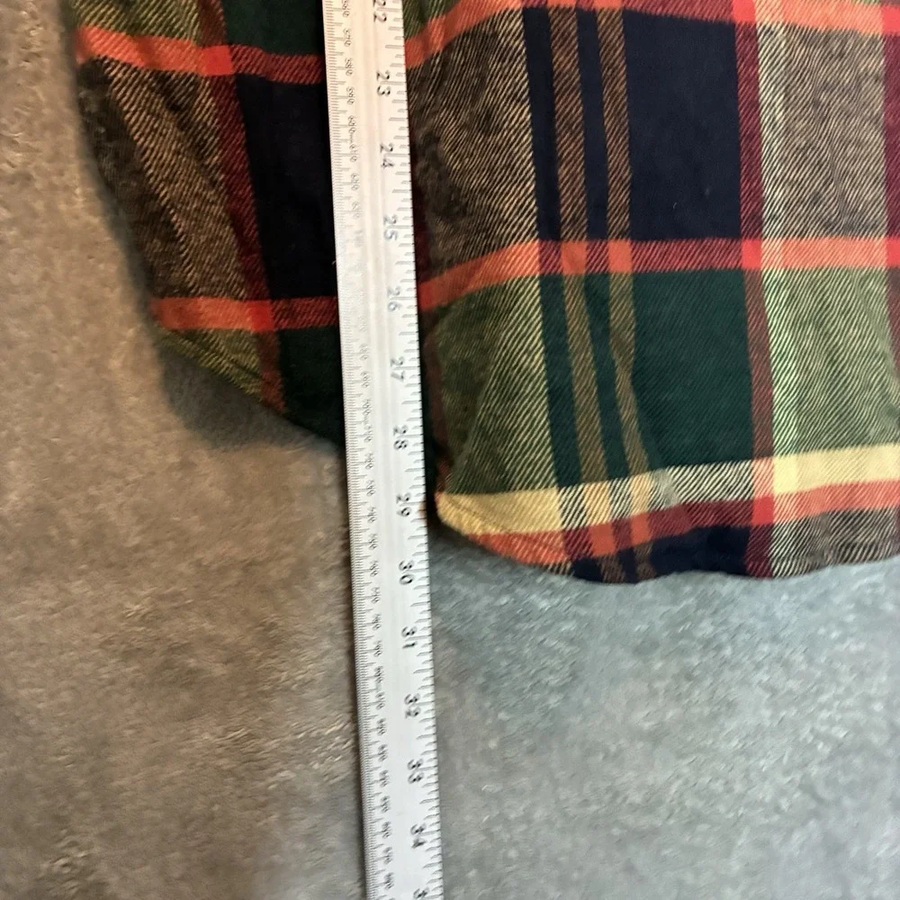 Buckle Mens Plaid Full Zip Hoodie Flannel Shirt L Cozy Cabin Shacket Layering